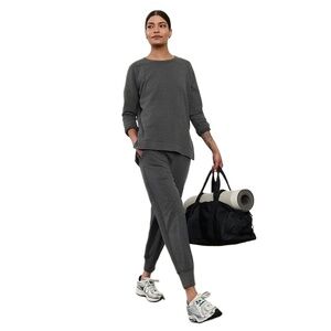 Womens Athleta Coaster Luxe Recover Sweatshirt Charcoal Grey Heather Size XS